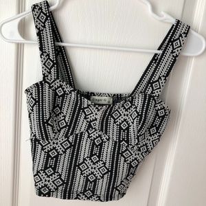 Black and White Boho Crop Top